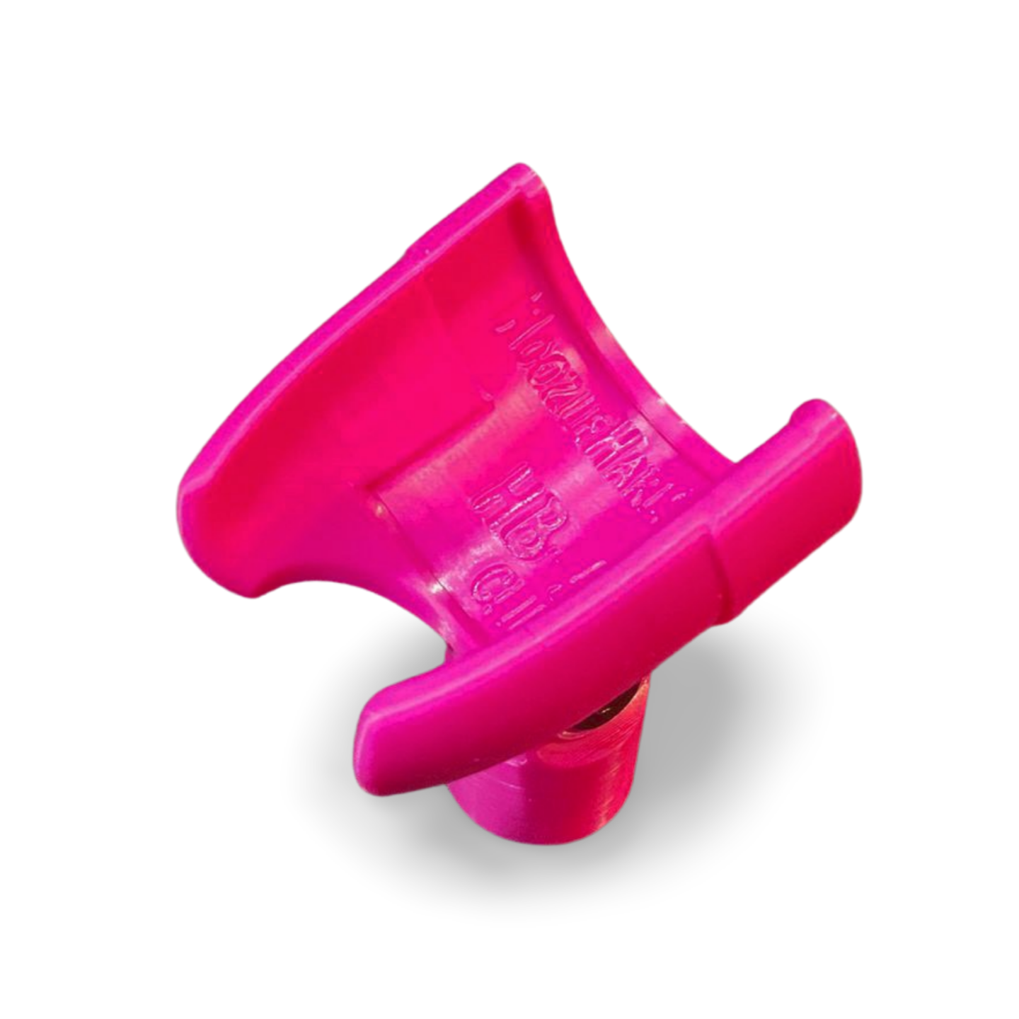 A hot pink clip for attaching your HB-52 harmonica microphone to a microphone stand.