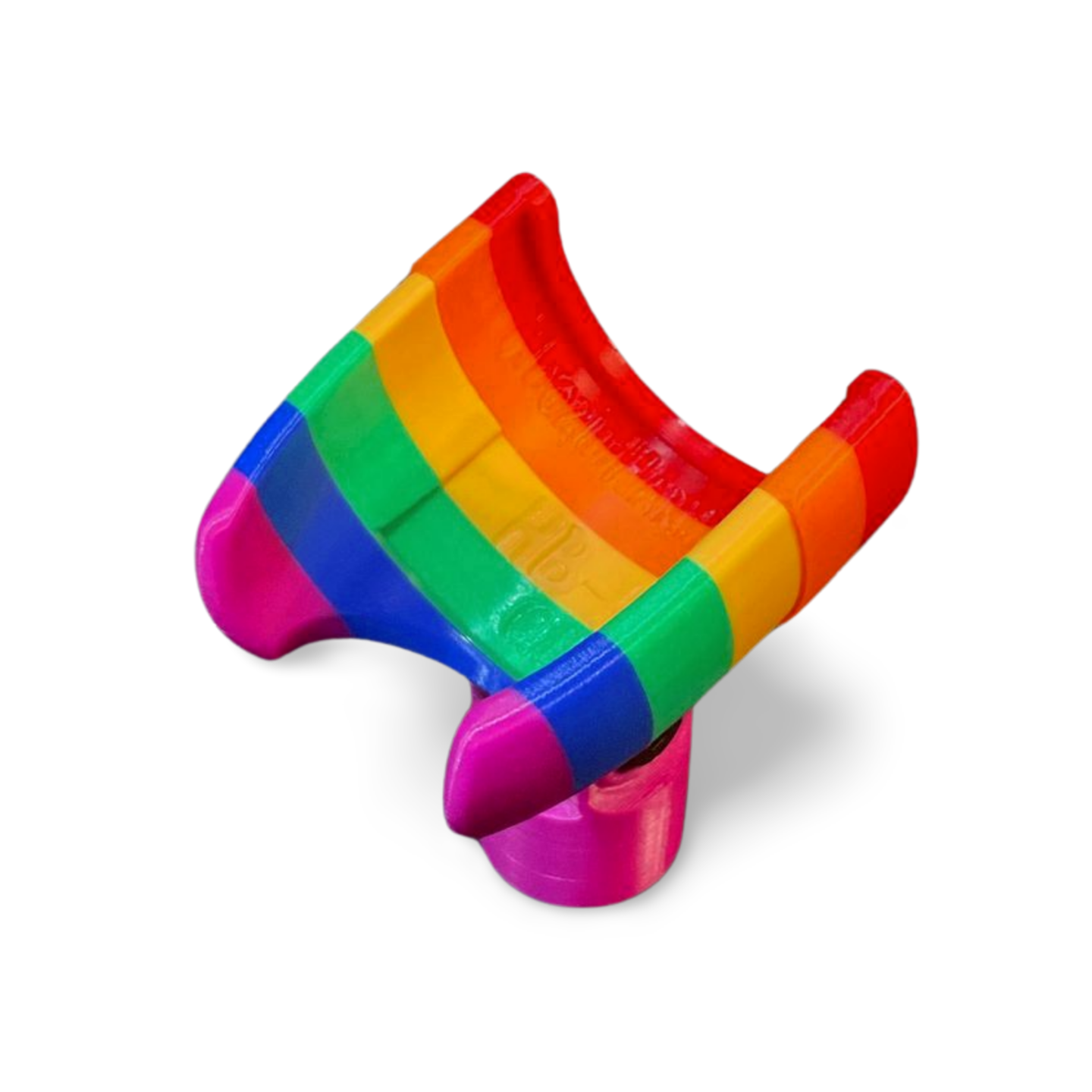 A rainbow coloured mic clip for your HB-52 harmonica microphone.